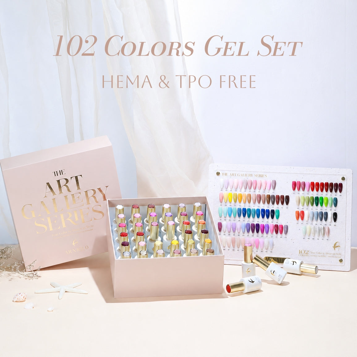 ARNAILO HEMA & TPO Free 102 Color Solid Jelly Gel Polish Kit
