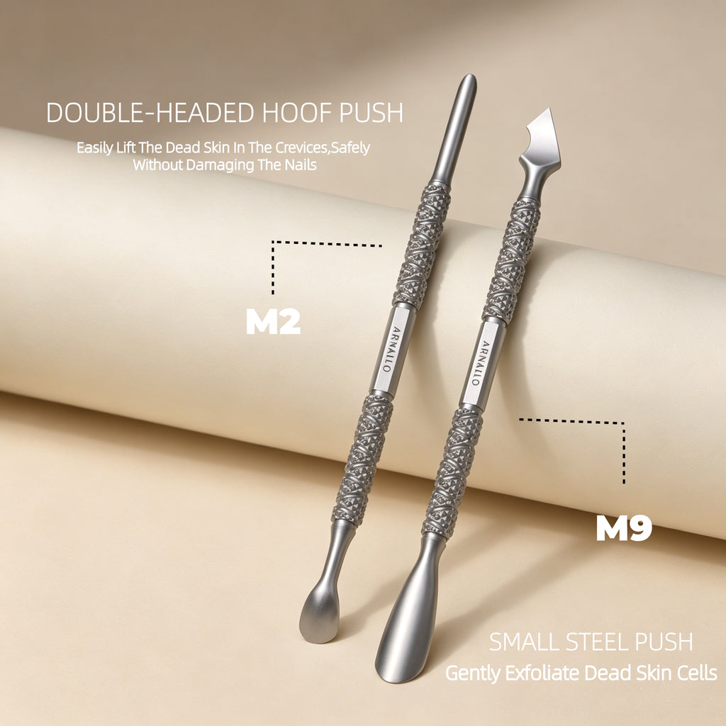 ARNAILO Stainless Steel Nail Pusher Professional Remover Cuticle Pusher Nail Fork Nail Pusher Durable Pedicure Manicure Tools